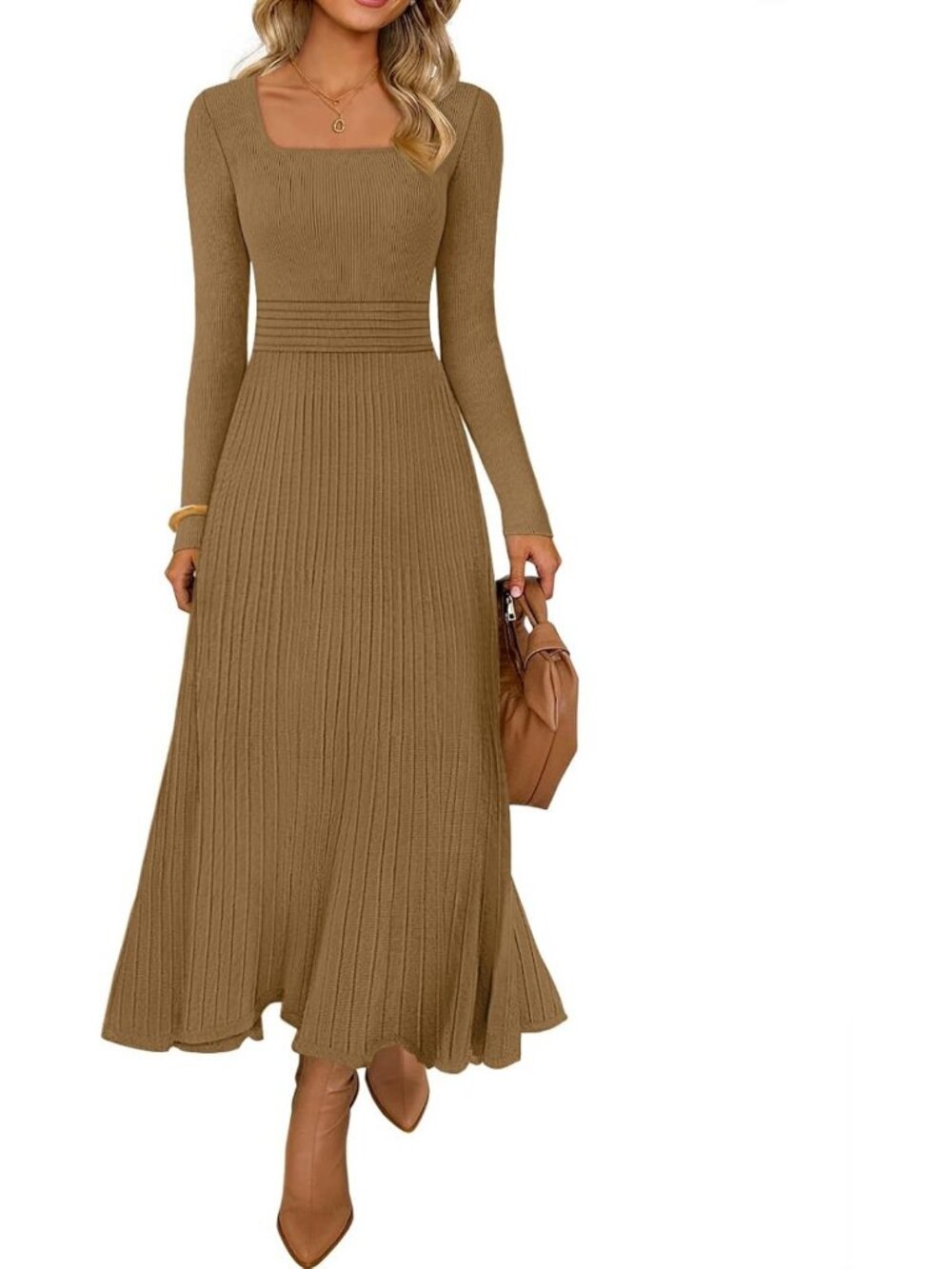Cozy Midi Sweater Dress for Women - Fall Winter Church Style, Perfect for
